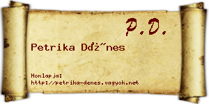 Petrika Dénes névjegykártya